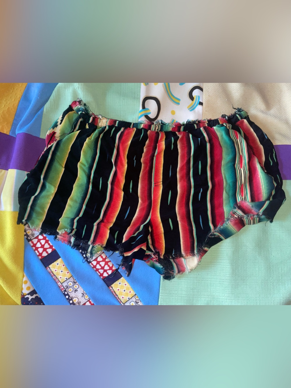 L&B large Striped Multicolor Women's Elastic Waist Shorts